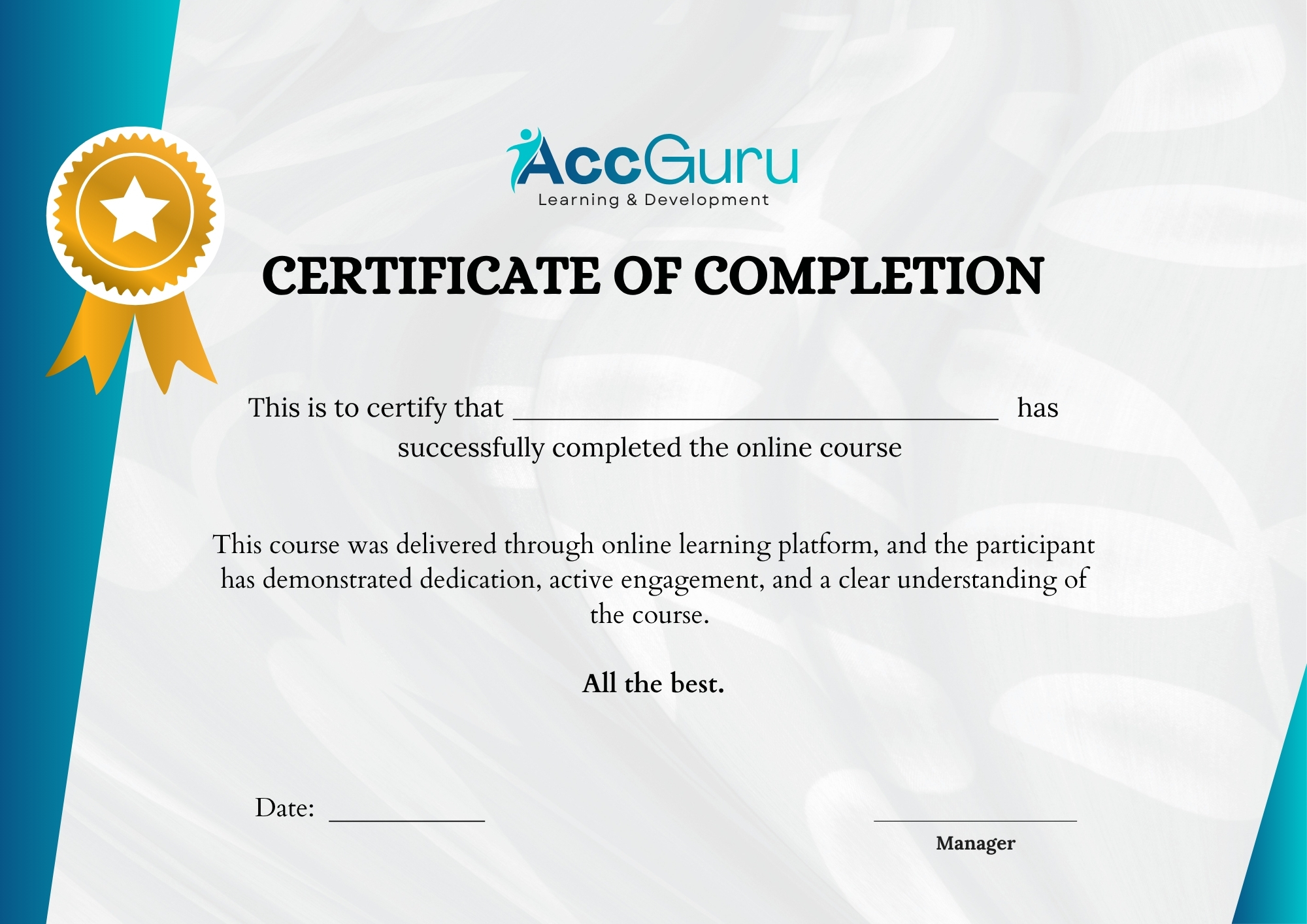 AccGuru Certificate Sample